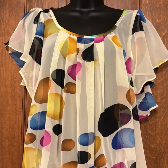 FUN flutter sleeve sheer top! - Picture 2 of 3